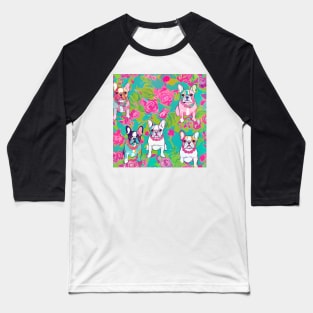 French bulldogs and roses preppy pattern Baseball T-Shirt